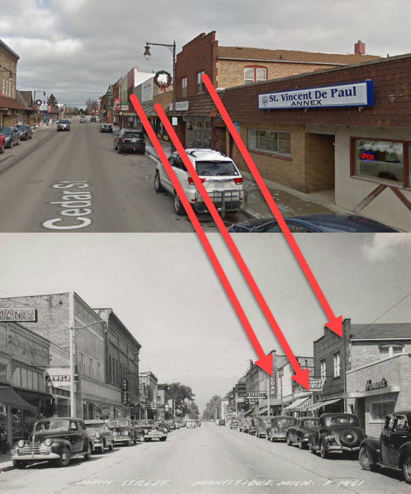Cedar Theatre - 2016 Street View Compared To Historical Photo